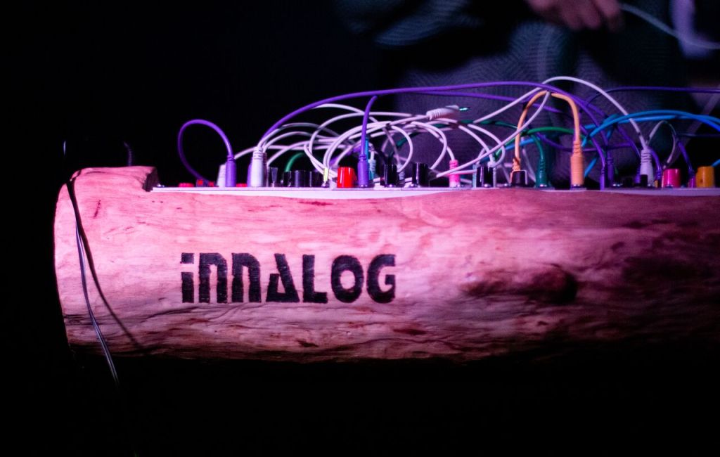 Innalog? Modulog? A log with a modular synth in it!